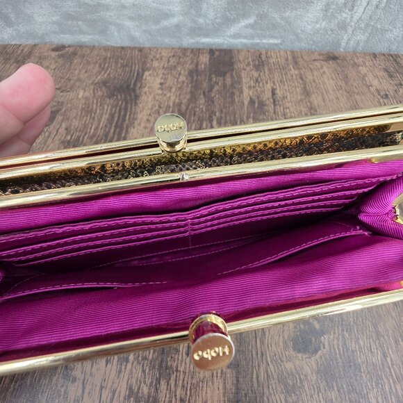 HOBO Lauren Wallet Clutch Iridescent Exotic Metallic Reptile Snake Print Leather - Picture 6 of 15